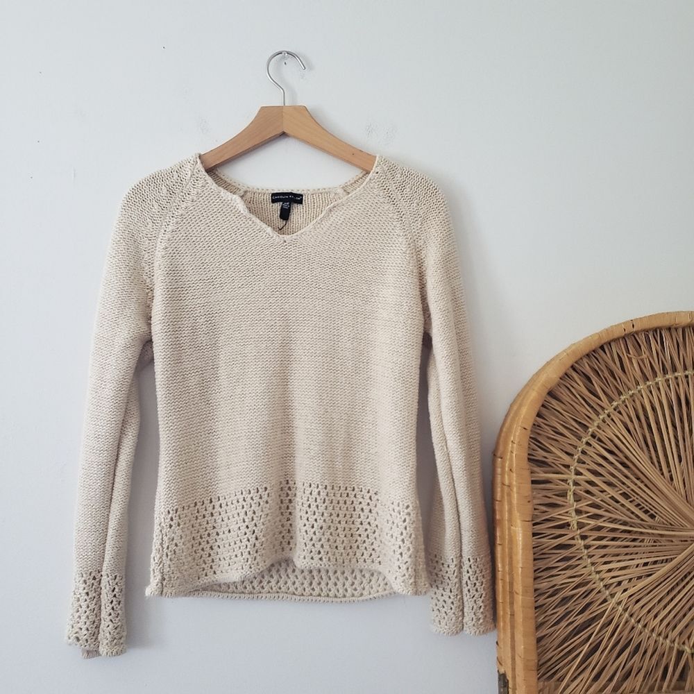 Carolyn Taylor Cream Knit Sweater L
